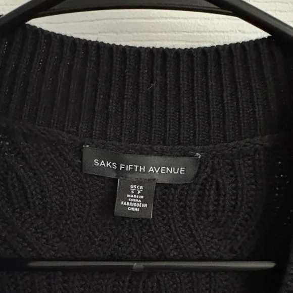 Saks Fifth Avenue Black Cable Knit Sweater - Picture 3 of 7